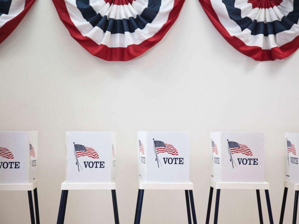 PHOTO: Voting machines at polling station.