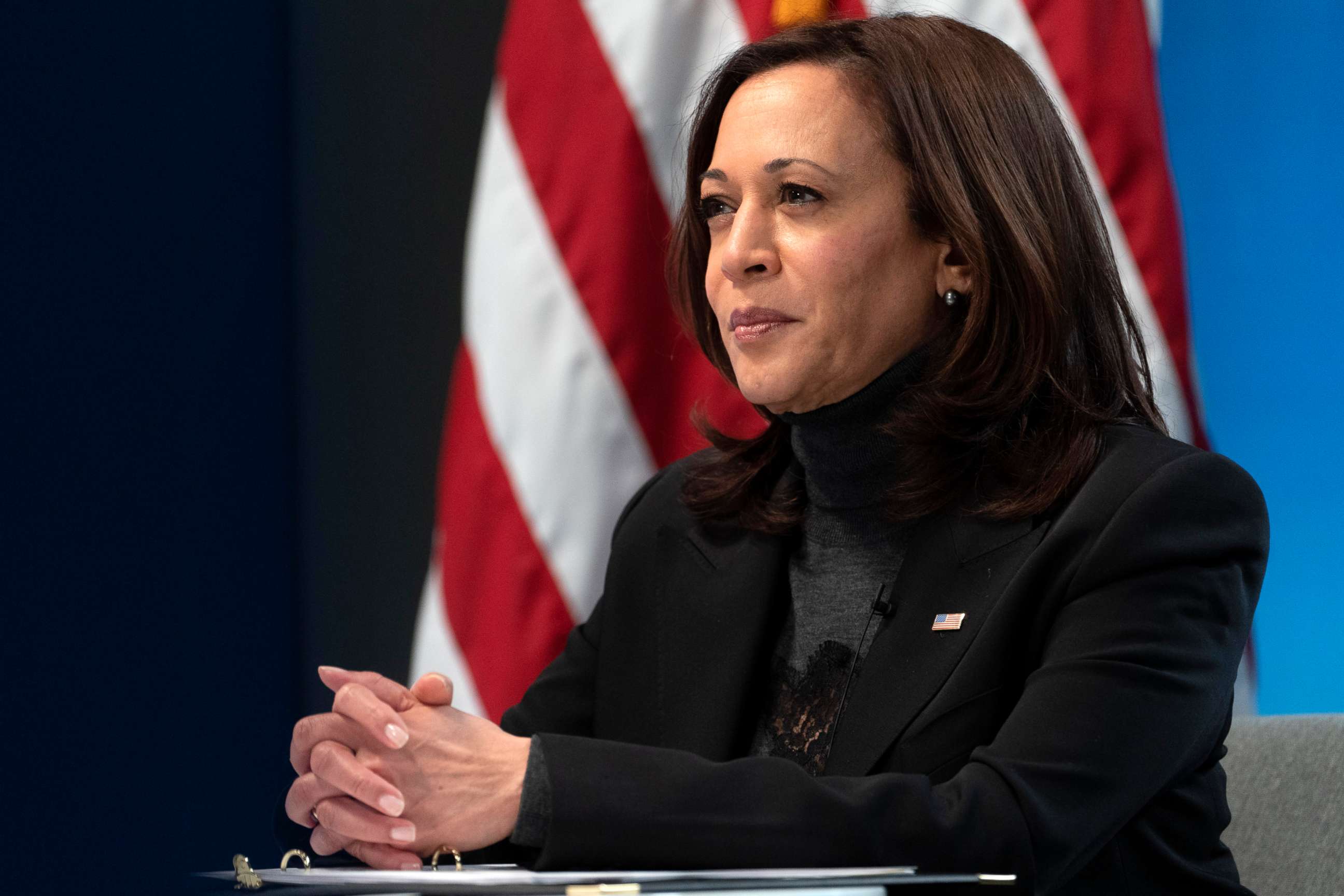 PHOTO: Vice President Kamala Harris meets with leaders of women's advocacy groups, Feb. 18, 2021, in Washington, D.C.