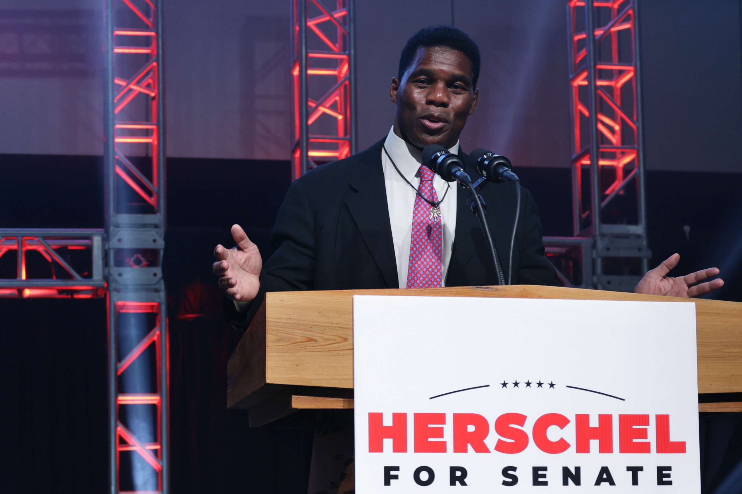 PHOTO: Georgia Republican Senate candidate Herschel Walker delivers his concession speech during an election night event at the College Football Hall of Fame, Dec. 6, 2022, in Atlanta.