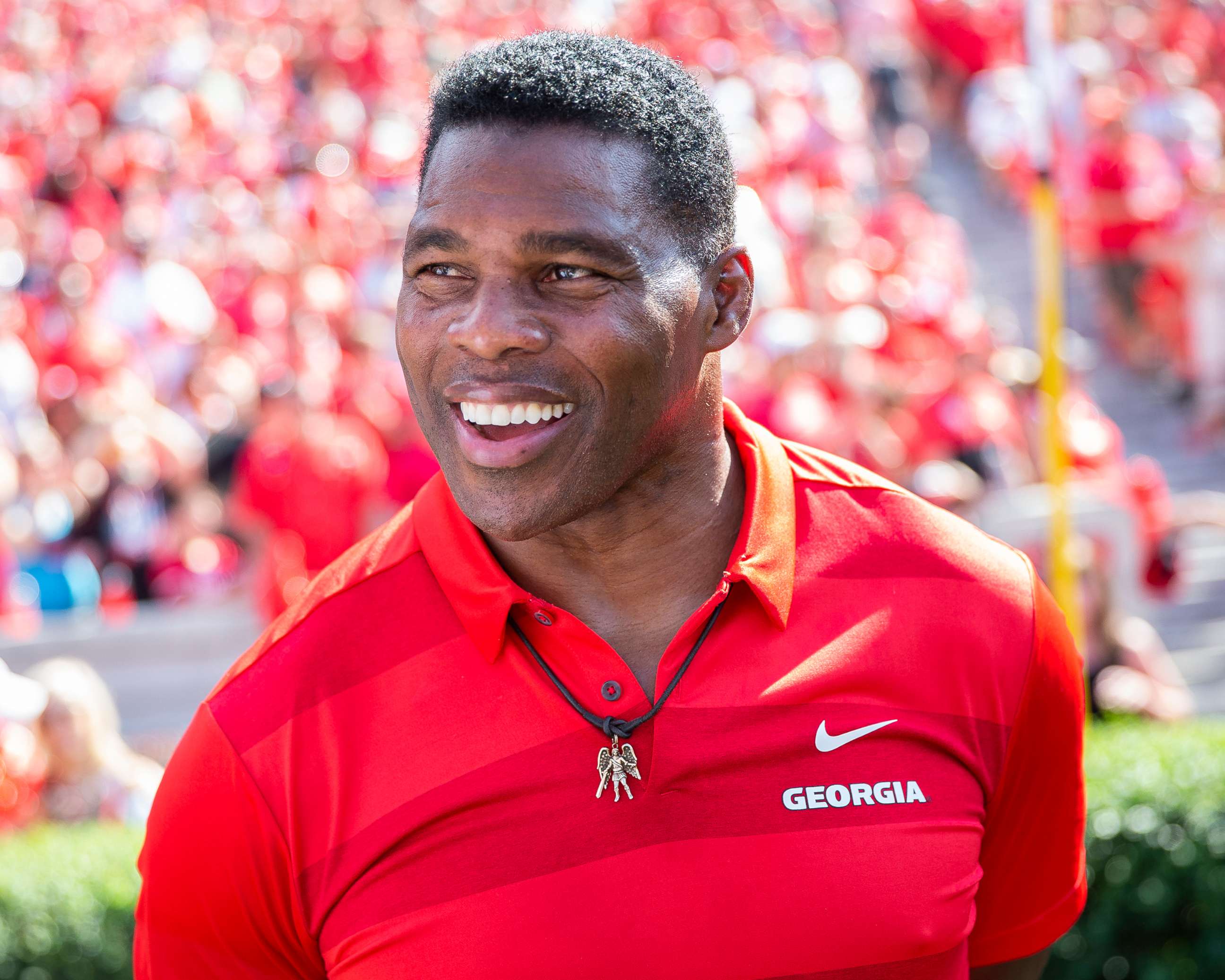 PHOTO: In this Sept. 7, 2019 file photo Georgia alum Herschel Walker on the sidelines during a game between Murray State Racers and University of Georgia Bulldogs at Sanford Stadium on in Athens.