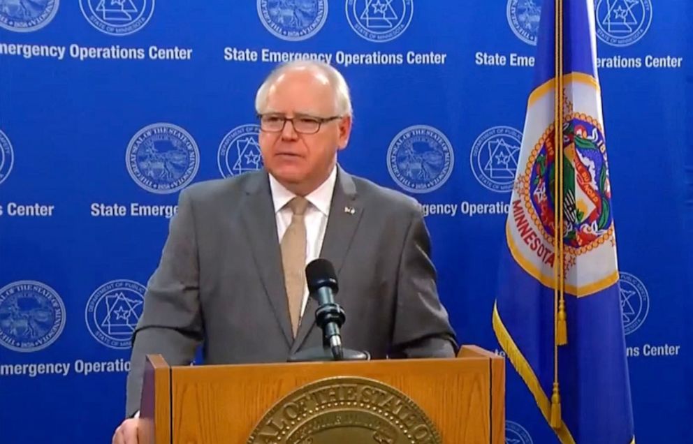 PHOTO: Minnesota Governor Tim Walz speaks during a press conference on the protests in Minneapolis over the death of George Floyd while in police custody, June 3, 2020.