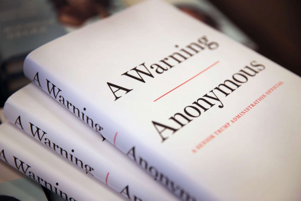PHOTO: Copies of "A Warning" by Anonymous are offered for sale at a Barnes & Noble store on Nov. 19, 2019 in Chicago.