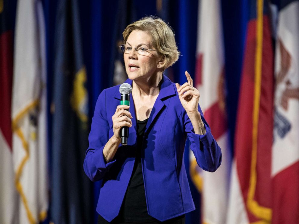 PHOTO: Democratic presidential candidate, Sen. Elizabeth Warren addresses the audience at the Environmental Justice Presidential Candidate Forum at South Carolina State University on November 8, 2019 in Orangeburg, South Carolina.