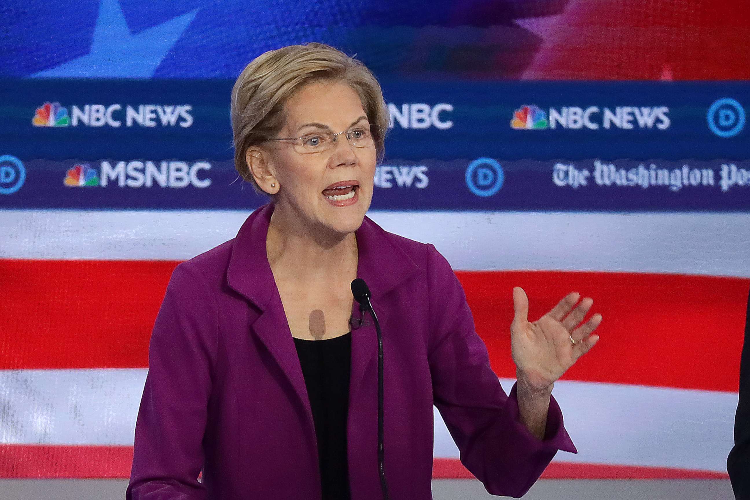 PHOTO: Sen. Elizabeth Warren (D-MA) speaks during the Democratic Presidential Debate, Nov. 20, 2019, in Atlanta.