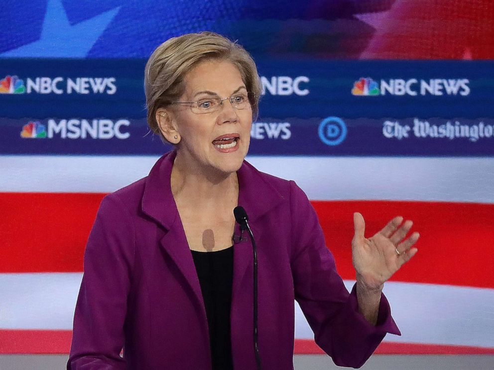 PHOTO: Sen. Elizabeth Warren (D-MA) speaks during the Democratic Presidential Debate, Nov. 20, 2019, in Atlanta.