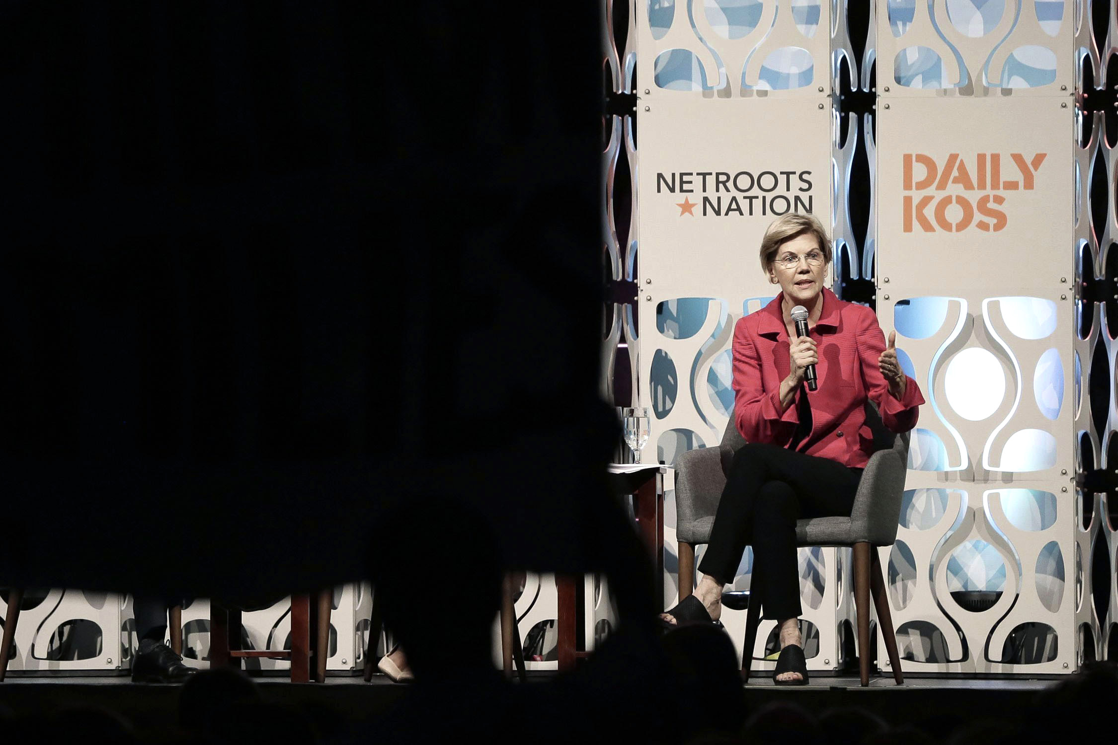 PHOTO: Democratic presidential candidate Elizabeth Warren speaks during a forum sponsored by Netroots, July 13, 2019, in Philadelphia.