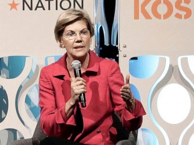 PHOTO: Democratic presidential candidate Elizabeth Warren speaks during a forum sponsored by Netroots, July 13, 2019, in Philadelphia.