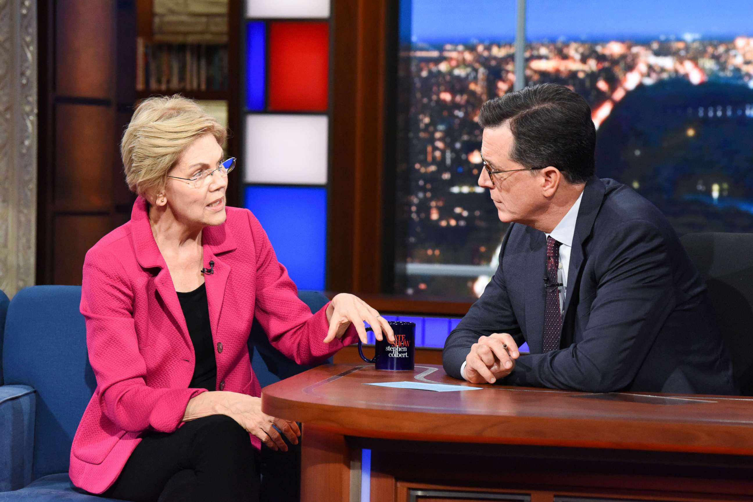 PHOTO: The Late Show with Stephen Colbert and guest Sen. Elizabeth Warren, Sept. 17, 2019.