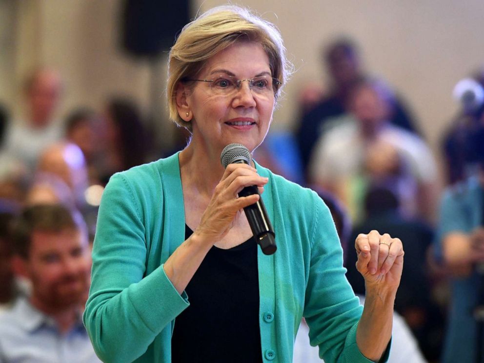 PHOTO: Democratic presidential candidate Sen. Elizabeth Warren speaks during a community conversation at the East Las Vegas Community Center on July 2, 2019 in Las Vegas, Nevada.