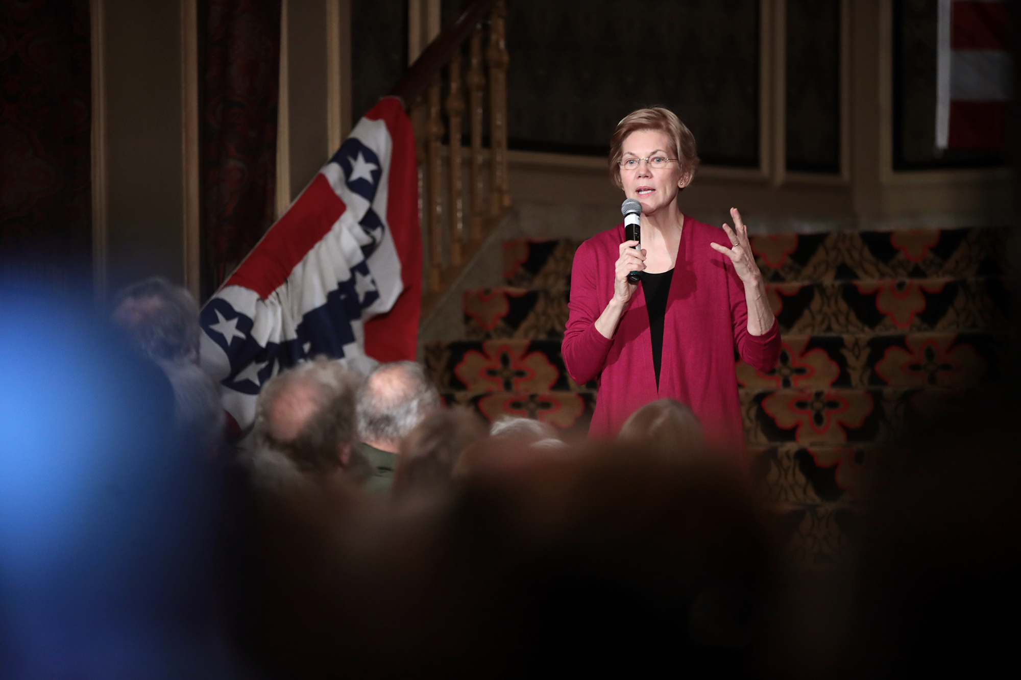 PHOTO: Sen. Elizabeth Warren (D-MA) speaks to guests during an organizing event at the Orpheum Theater, Jan. 5, 2019, in Sioux City, Iowa.