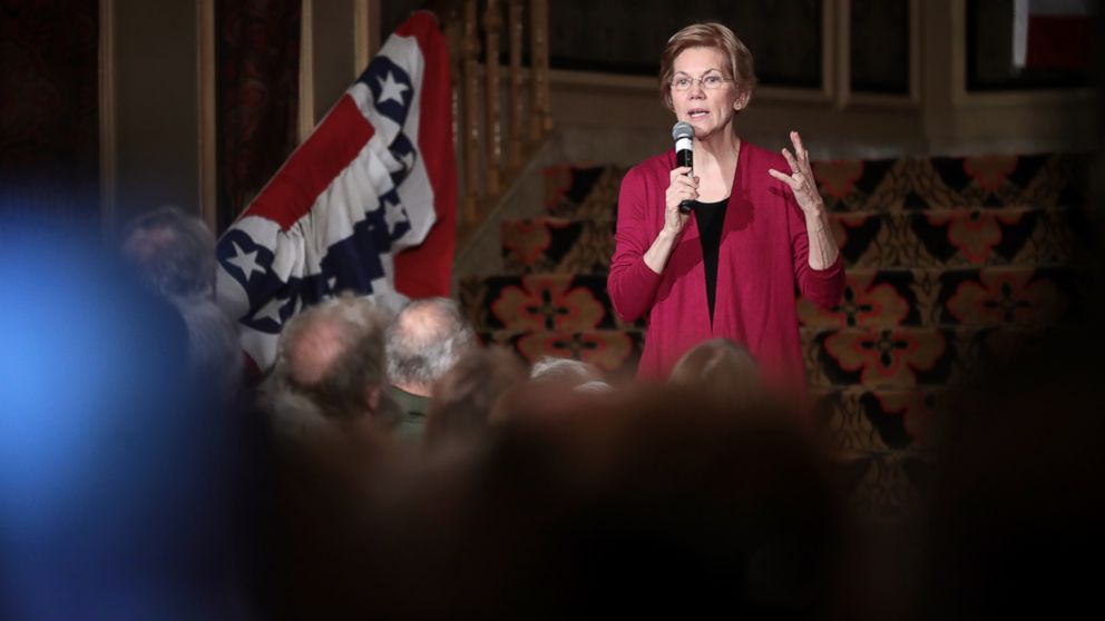 PHOTO: Sen. Elizabeth Warren (D-MA) speaks to guests during an organizing event at the Orpheum Theater, Jan. 5, 2019, in Sioux City, Iowa.