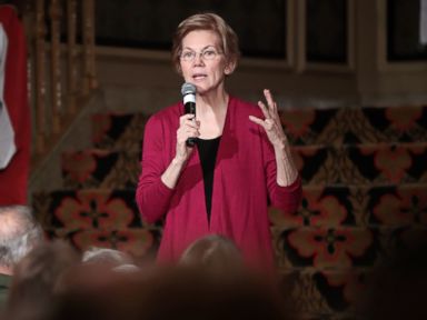 PHOTO: Sen. Elizabeth Warren (D-MA) speaks to guests during an organizing event at the Orpheum Theater, Jan. 5, 2019, in Sioux City, Iowa.