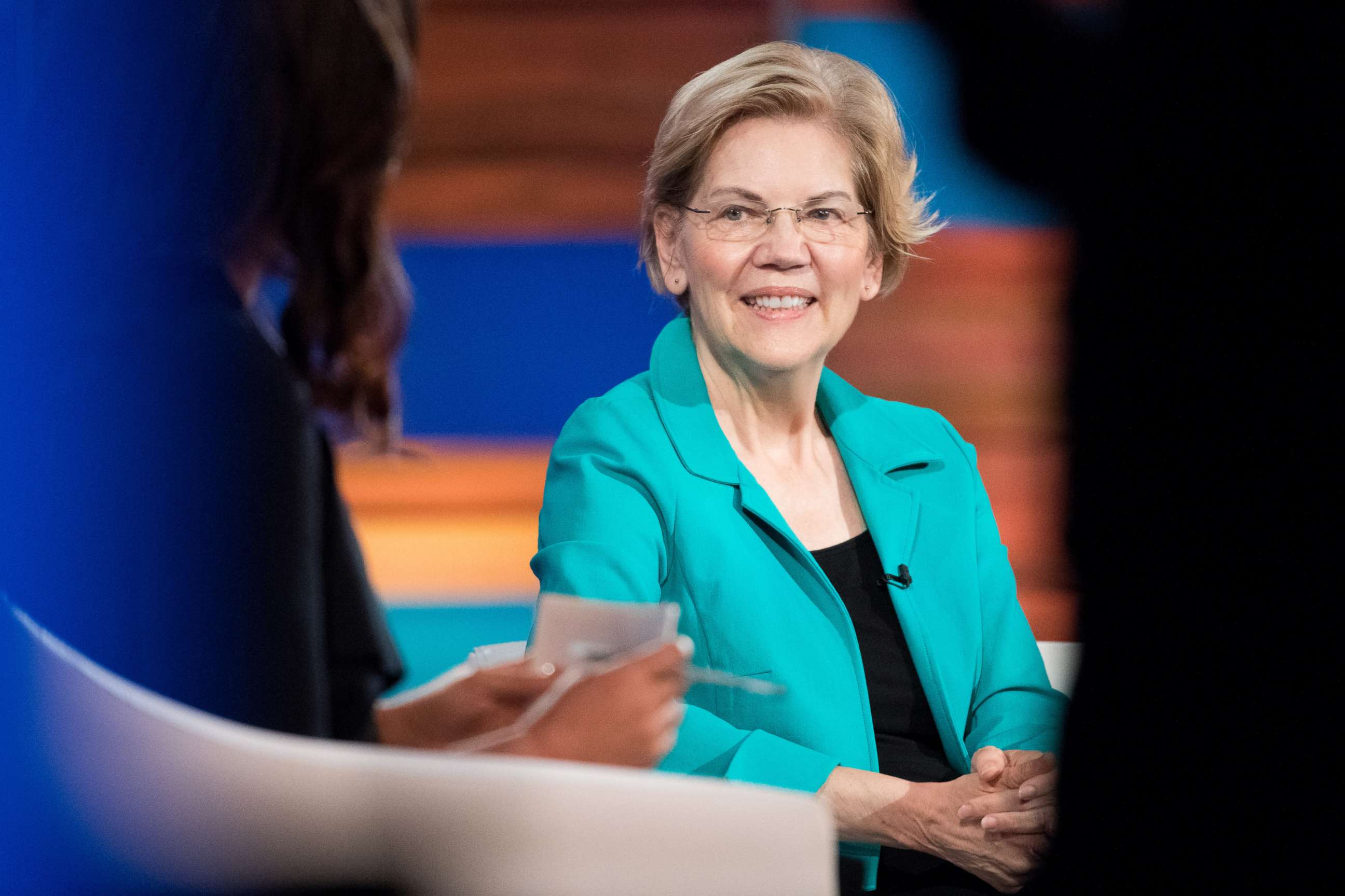 PHOTO: Democratic presidential candidate Sen. Elizabeth Warren (D-MA) participates in the Black Economic Alliance Forum at the Charleston Music Hall, June 15, 2019, in Charleston, S.C. 