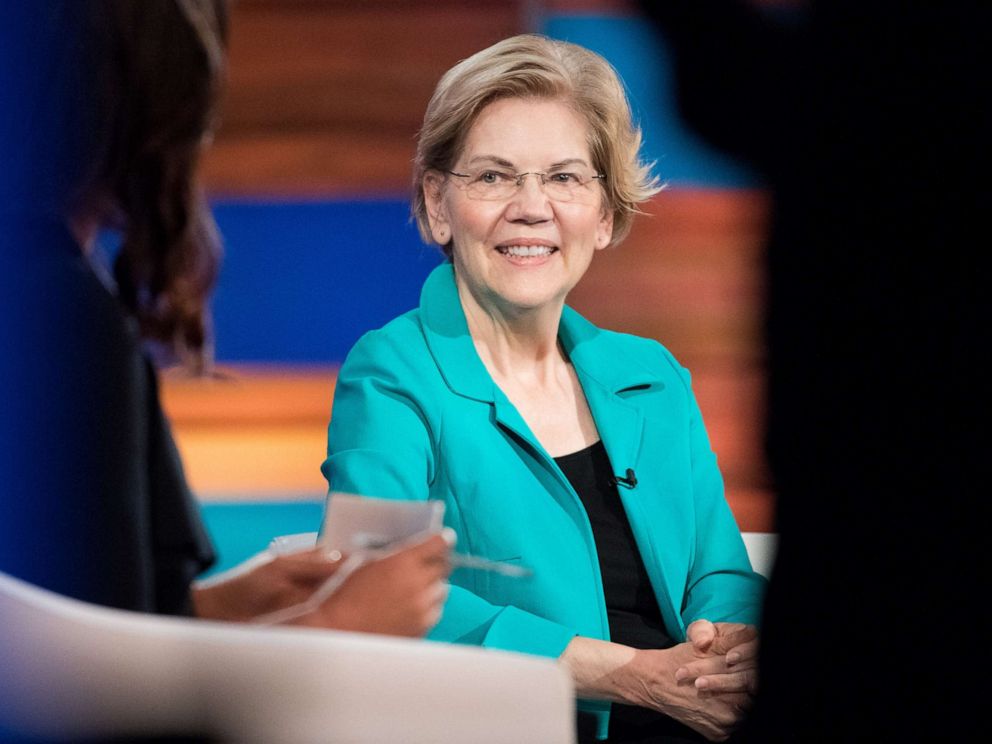 PHOTO: Democratic presidential candidate Sen. Elizabeth Warren (D-MA) participates in the Black Economic Alliance Forum at the Charleston Music Hall, June 15, 2019, in Charleston, S.C.