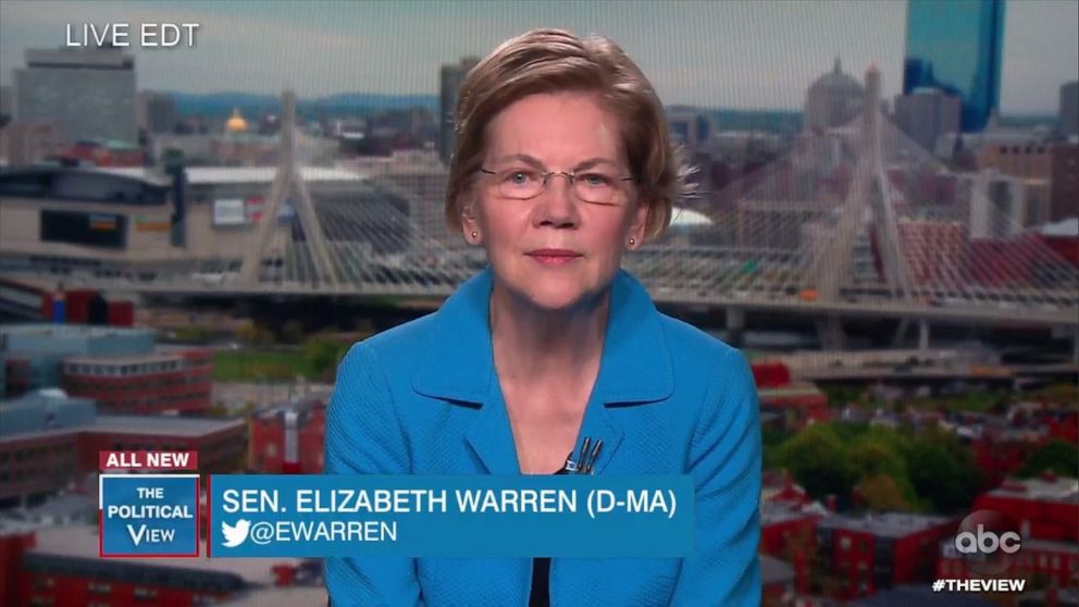 PHOTO: Sen. Elizabeth Warren spoke to "The View" Thursday via satellite about the coronavirus crisis.