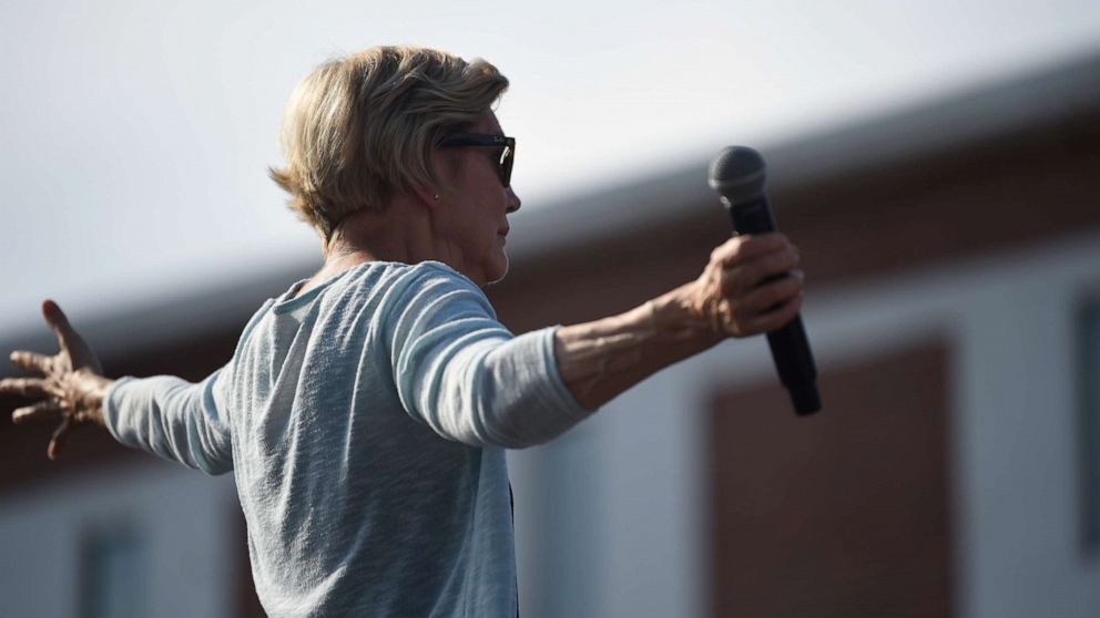 PHOTO: Sen. Elizabeth Warren of Massachusetts addresses a crowd at Clinton College, a historically black college and university in Rock Hill, S.C., Saturday, Sept. 28, 2019. She spoke in Michigan on Sunday.