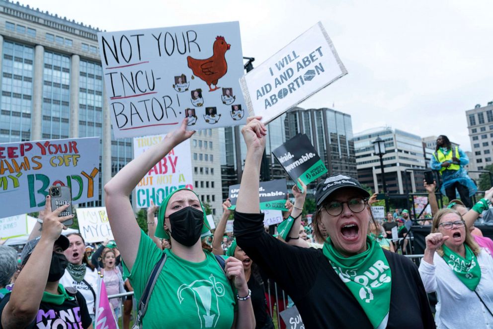PHOTO: Abortion-rights activists protest during a rally in Washington, D.C., July 9, 2022. 