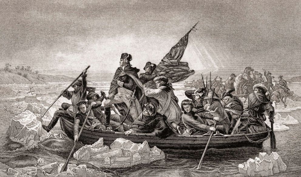 PHOTO: Etching of "Washington Crossing the Delaware."