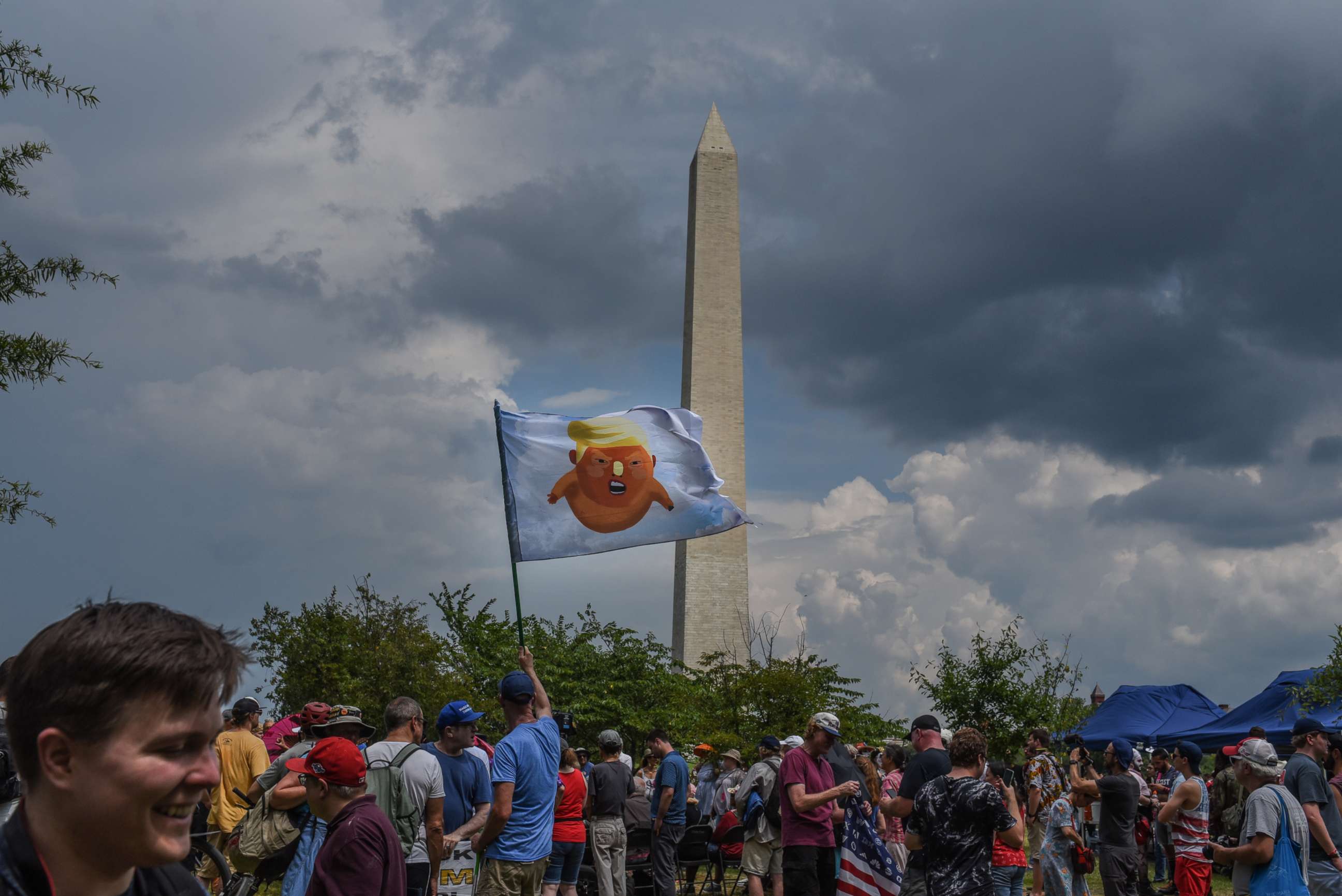 PHOTO: People gather on the National Mall ahead of President Trump's speech during Fourth of July festivities on July 4, 2019 in Washington.