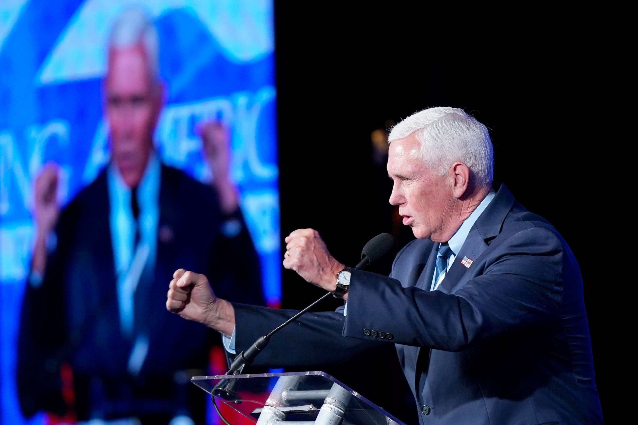 PHOTO: Former Vice President Mike Pence speaks at the Young America's Foundation's National Conservative Student Conference in Washington, July 26, 2022.