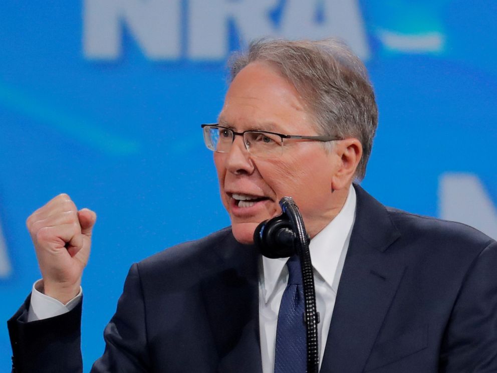 PHOTO: Wayne LaPierre, executive vice president and CEO of the National Rifle Association, speaks at the NRA annual meeting in Indianapolis, Indiana, April 26, 2019.