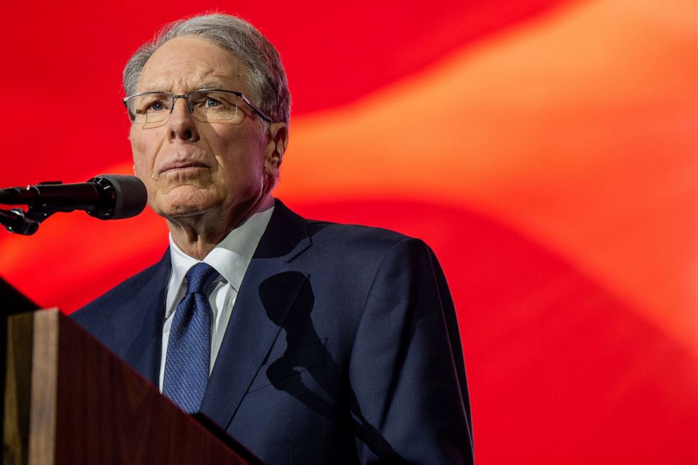 PHOTO: CEO and Executive vice president of the National Rifle Association  Wayne LaPierre prepares to speak at the George R. Brown Convention Center during the National Rifle Association annual convention on May 27, 2022, in Houston.