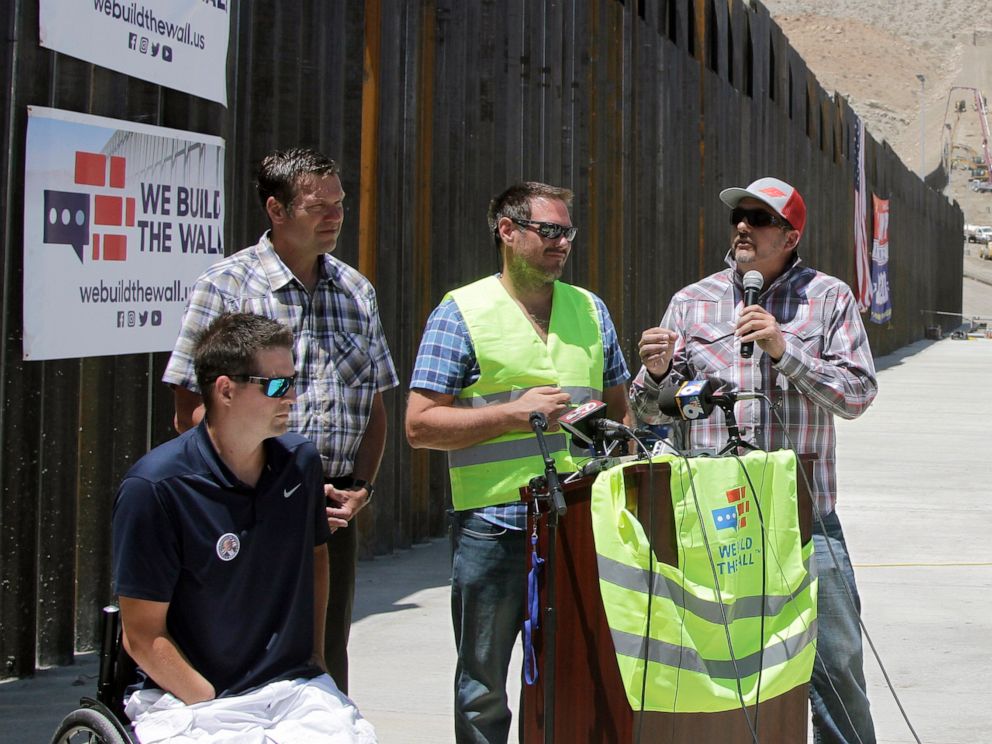 PHOTO: Leaders of We Build the Wall Inc. discuss plans for future barrier construction along the U.S.-Mexico border, May 30, 2019, in Sunland Park, N.M.