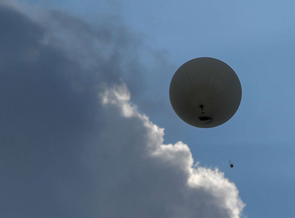 PHOTO: A weather balloon with a radiosonde climbs into the sky, Aug. 2, 2019, in Brandenburg, Germany.