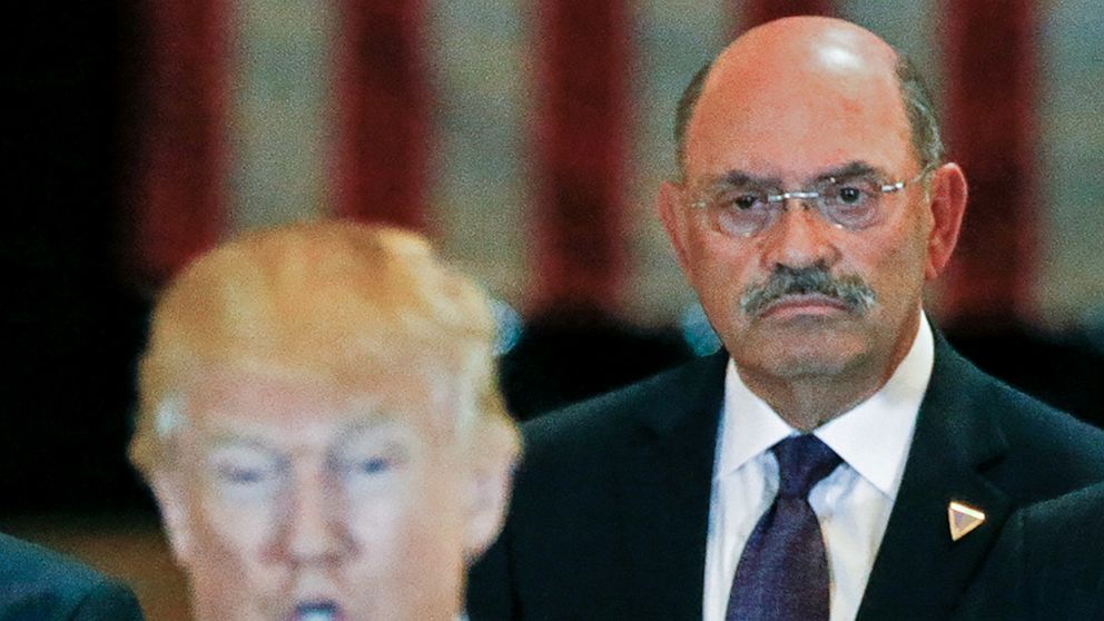 PHOTO: Trump Organization chief financial officer Allen Weisselberg looks on as then-U.S. Republican presidential candidate Donald Trump speaks during a news conference at Trump Tower in Manhattan, New York, U.S., May 31, 2016. 