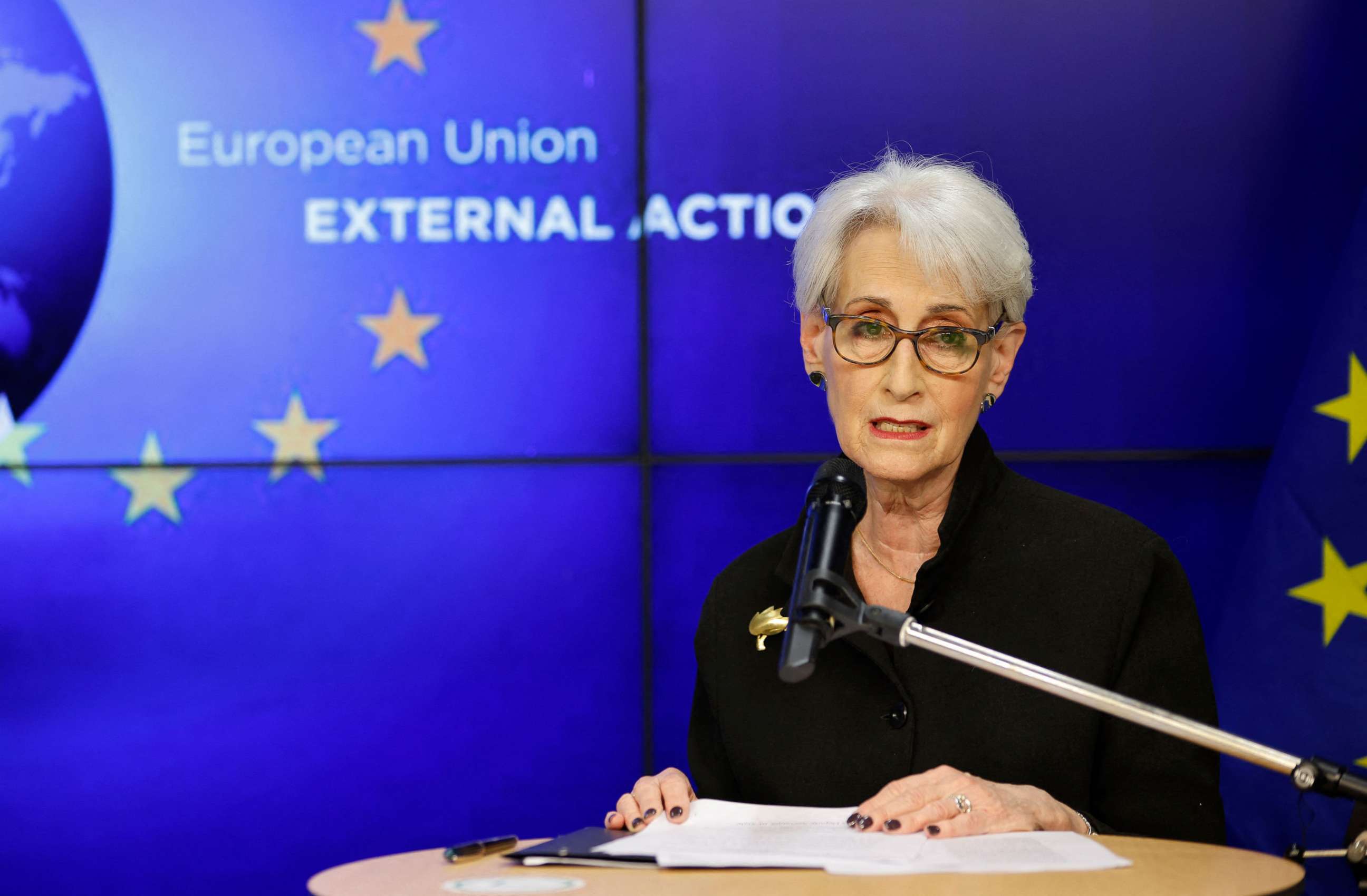 PHOTO: Deputy Secretary of State Wendy Sherman attends a news conference in Brussels, on  April 22, 2022.
