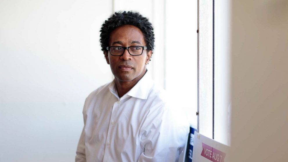 Wesley Bell, a city councilman in Ferguson, Mo. who is challenging the longtime St. Louis County prosecutor, sits at his campaign office in St. Ann, Mo., Aug. 1, 2018.
