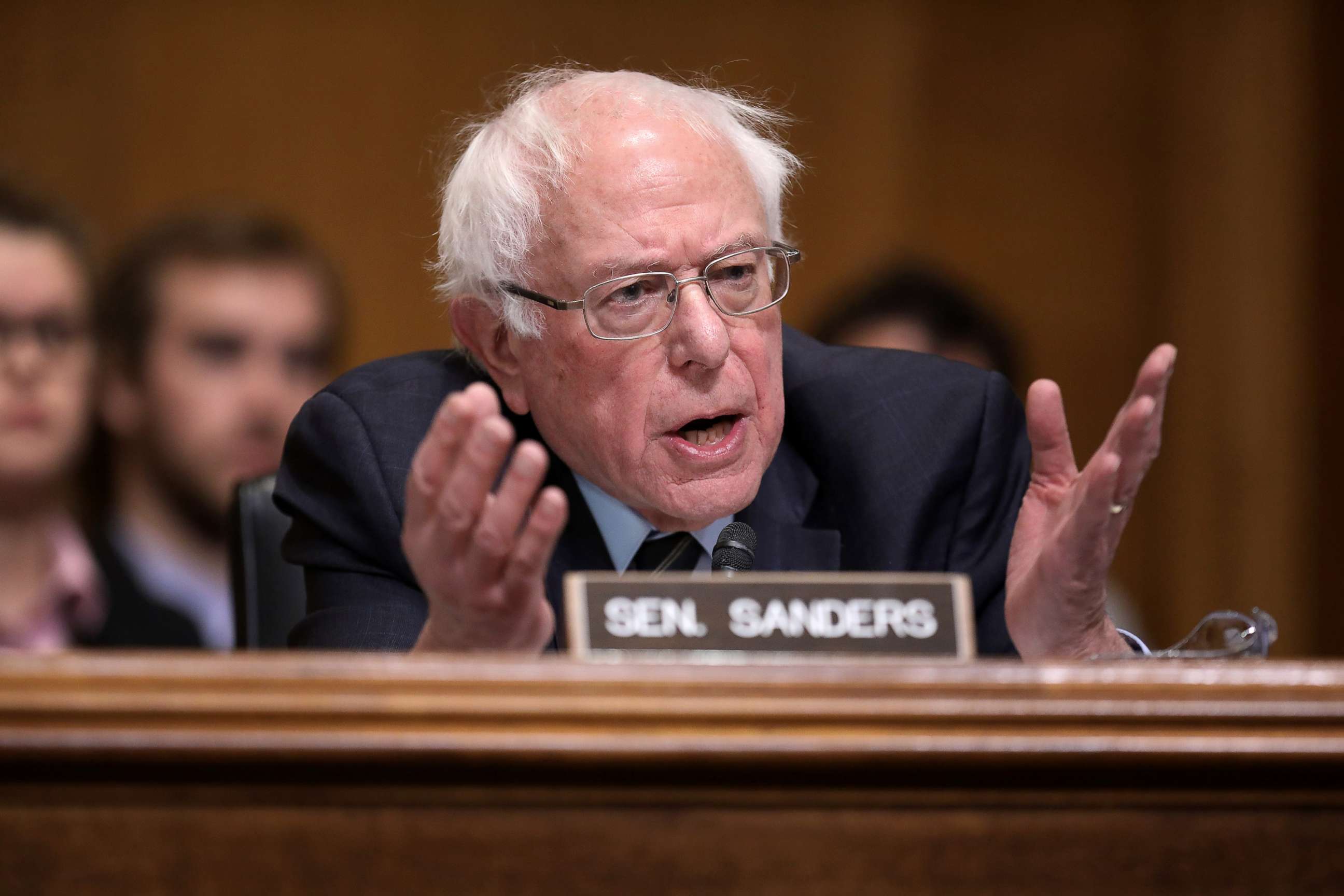 PHOTO: Sen. Bernie Sanders questions Andrew Wheeler during his confirmation hearing to be the next administrator of the Environmental Protection Agency on Capitol Hill, in Washington, Jan. 16, 2019.