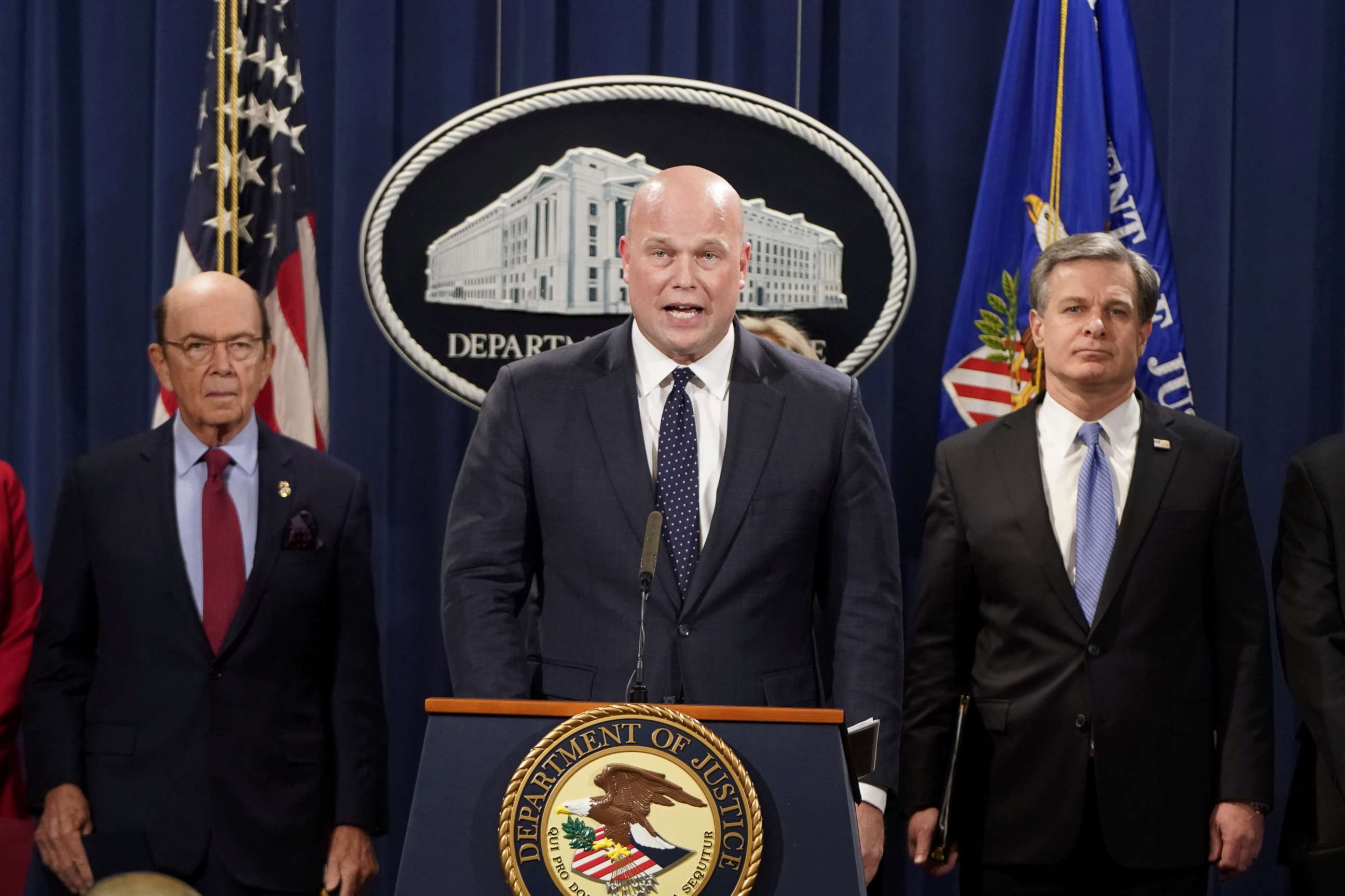 PHOTO: Acting Attorney General Matthew Whitaker holds a news conference to announce indictments against China's Huawei Technologies Co Ltd, at the Justice Department in Washington D.C., Jan. 28, 2019.