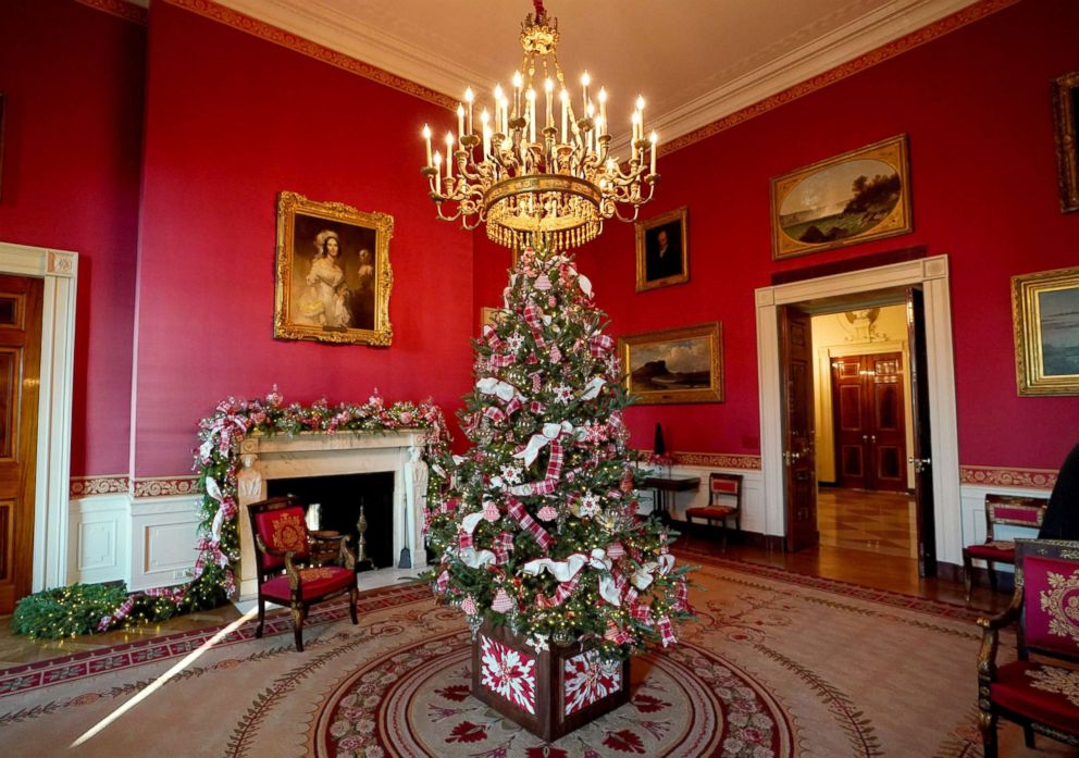 PHOTO: Christmas decor adorns Red Room of the White House in Washington, Nov. 27, 2017.  