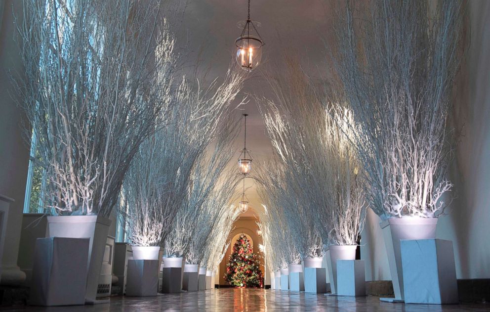 PHOTO: Christmas decorations are seen in the East Wing during a preview of holiday decorations at the White House in Washington, Nov. 27, 2017.