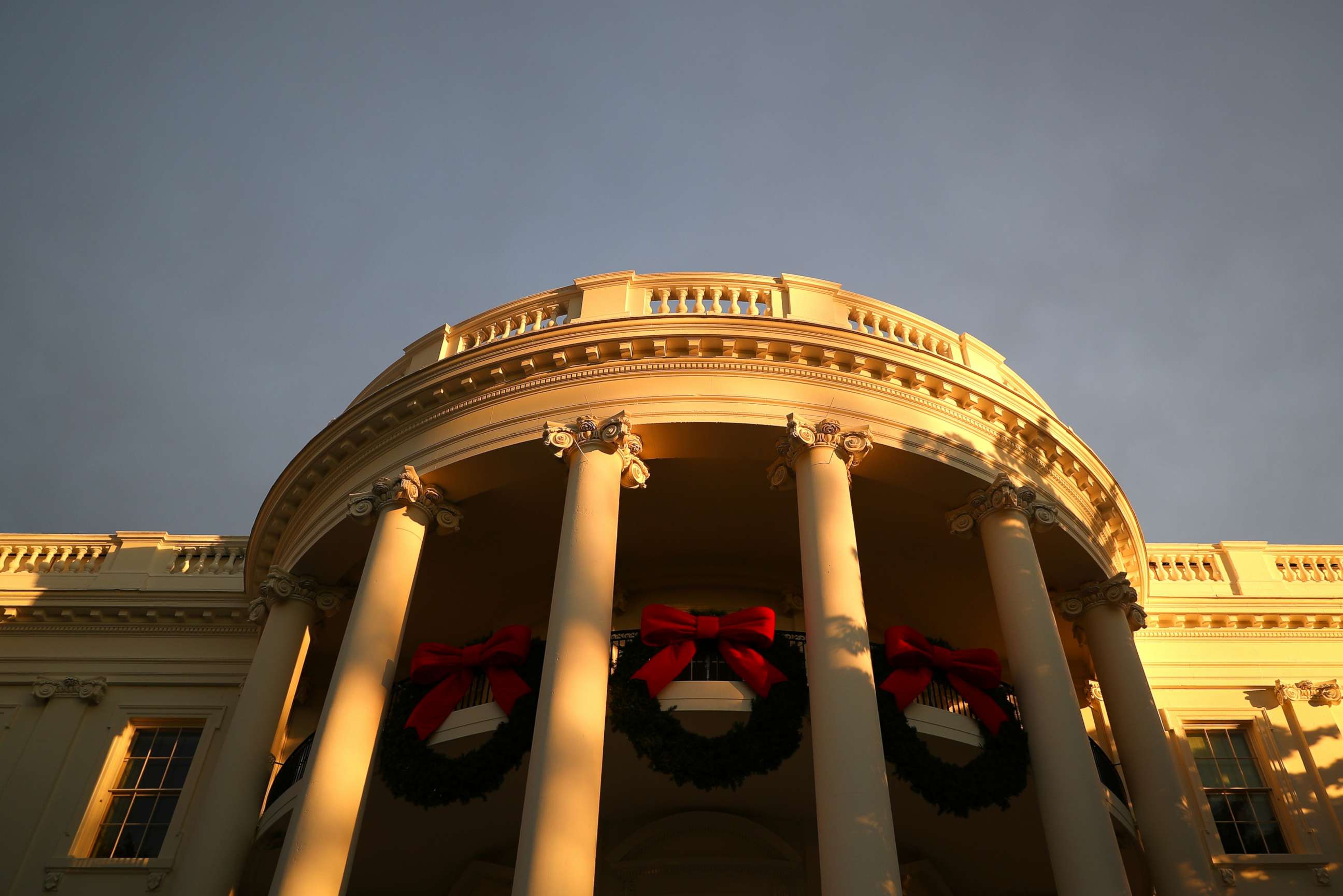 PHOTO: The White House is seen at sunrise, from the South Lawn Driveway, in Washington, U.S, December 7, 2021. REUTERS/Tom Brenner