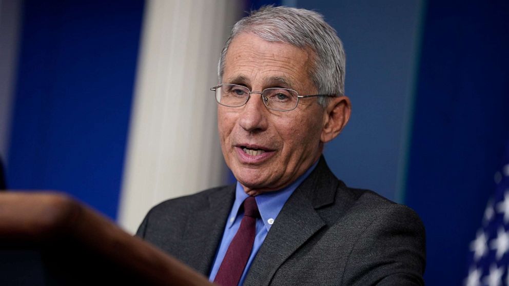 PHOTO: Director of the National Institute of Allergy and Infectious Diseases Dr. Anthony Fauci speaks during a coronavirus task force briefing at the White House, April 10, 2020, in Washington.
