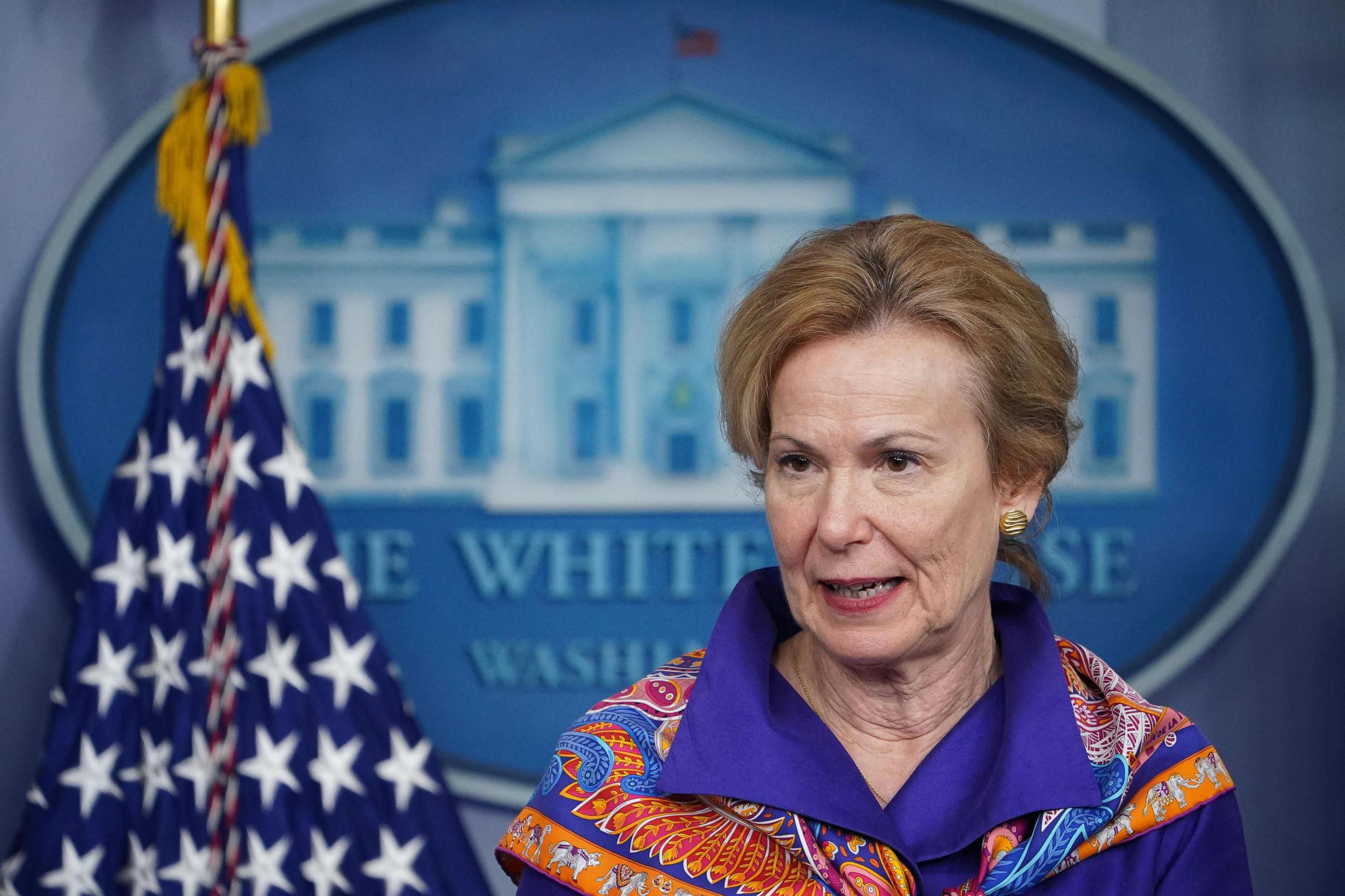 PHOTO: Response coordinator for White House Coronavirus Task Force Deborah Birx speaks during the daily briefing on the novel coronavirus, COVID-19, in the Brady Briefing Room at the White House on April 8, 2020, in Washington.