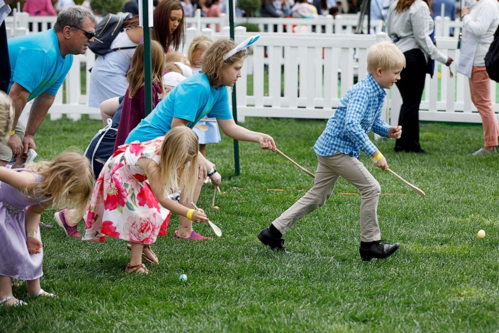 PHOTO: Children take part in the annual Easter Egg Roll at the White House, April 22, 2019. 