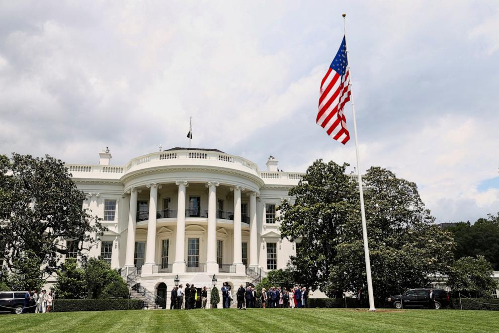 PHOTO: A U.S. flag flies on a new flagpole installed on the South Lawn of the White House in Washington, D.C., U.S. June 18, 2025.