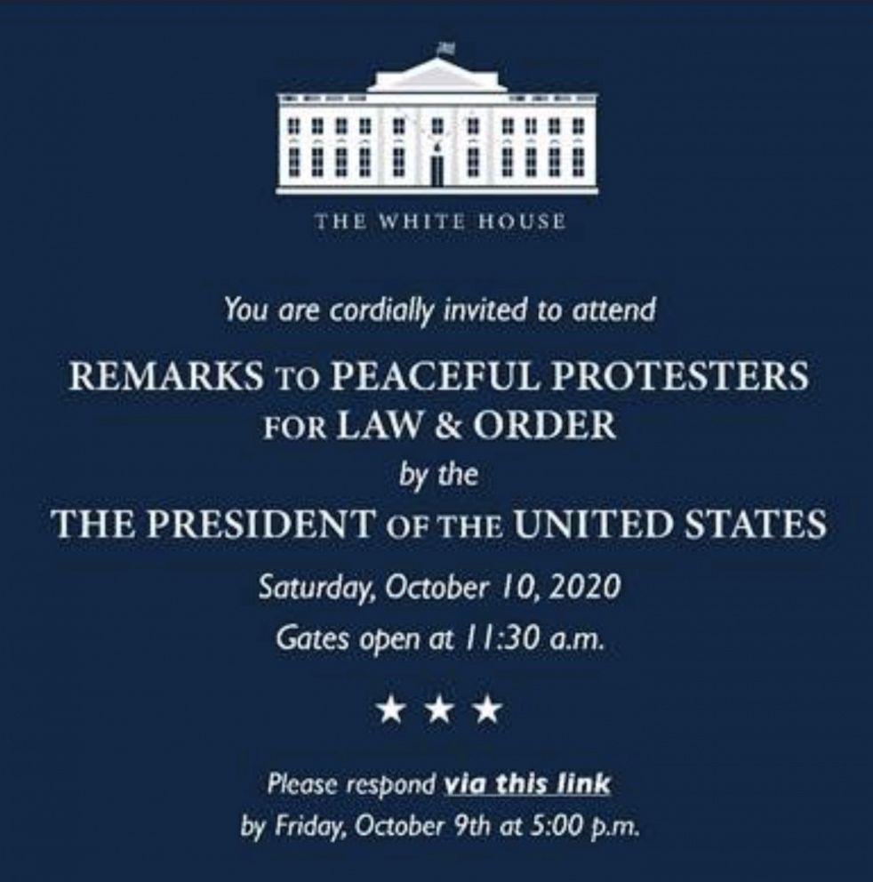 PHOTO: This invitation to a White House event scheduled for October 10 was obtained by ABC News.