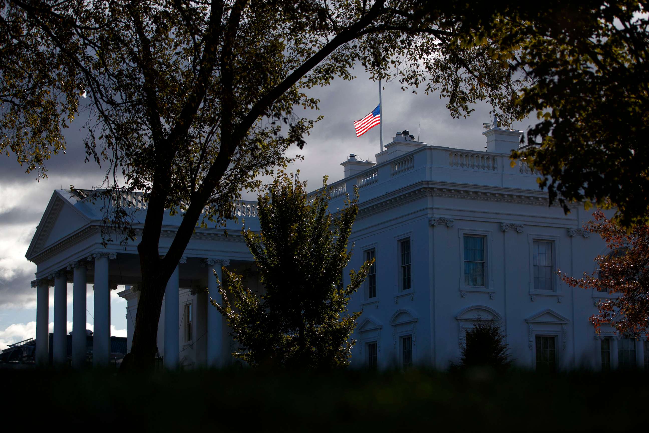 PHOTO: The flag above the White House flies at half-staff honoring Rep. Elijah Cummings, who passed away, Oct. 17, 2019.