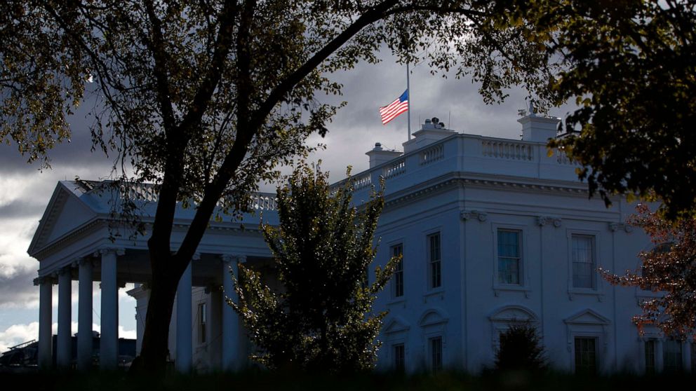 PHOTO: The flag above the White House flies at half-staff honoring Rep. Elijah Cummings, who passed away, Oct. 17, 2019.