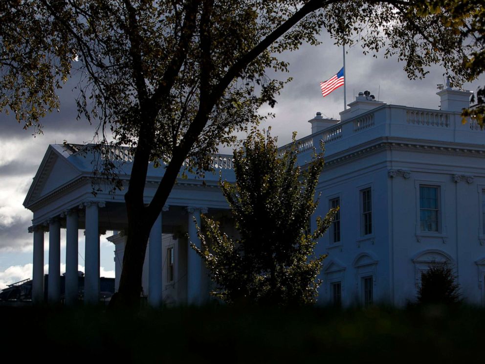 PHOTO: The flag above the White House flies at half-staff honoring Rep. Elijah Cummings, who passed away, Oct. 17, 2019.
