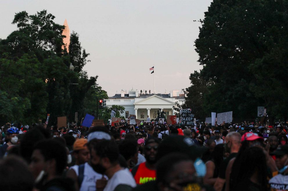 PHOTO: Demonstrators protest June 6, 2020, near the White House in Washington.