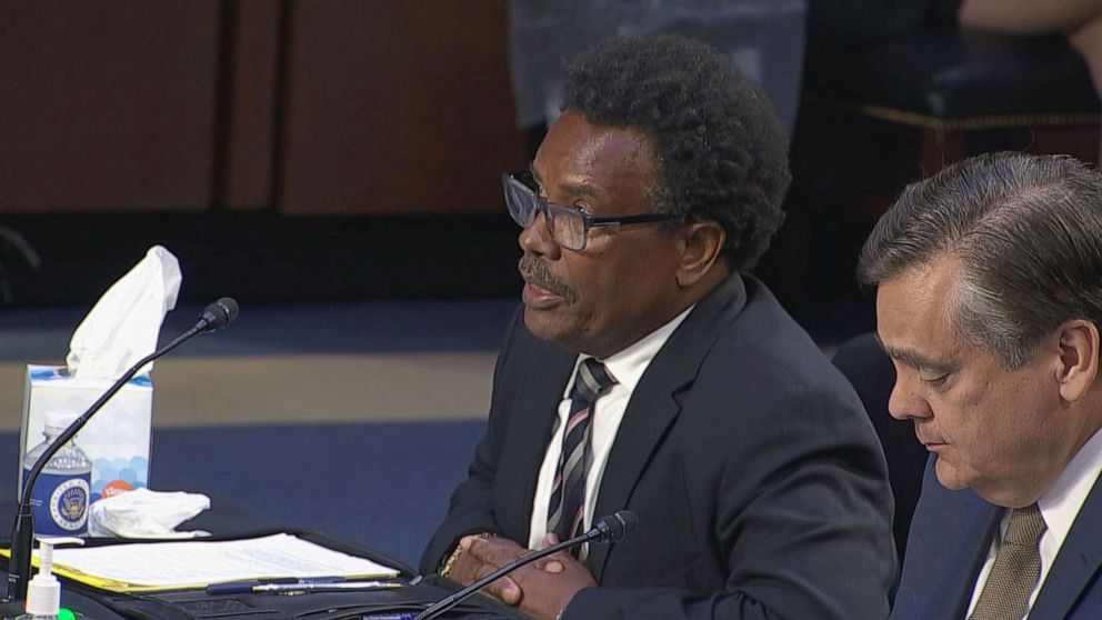 Garnell Whitfield Jr., the son of the oldest Buffalo shooting victim, attended a Senate Judiciary Committee hearing on domestic terrorism.