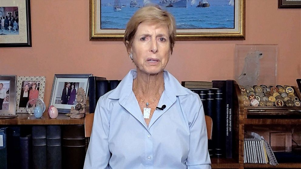 PHOTO: Former New Jersey Gov. Christine Whitman speaks during the first night of the Democratic National Convention via video, Aug. 17, 2020.