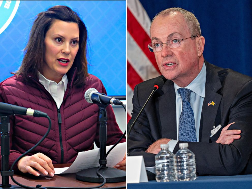 PHOTO: Left: Michigan Gov. Gretchen Whitmer. Right: Gov. Phil Murphy of New Jersey 