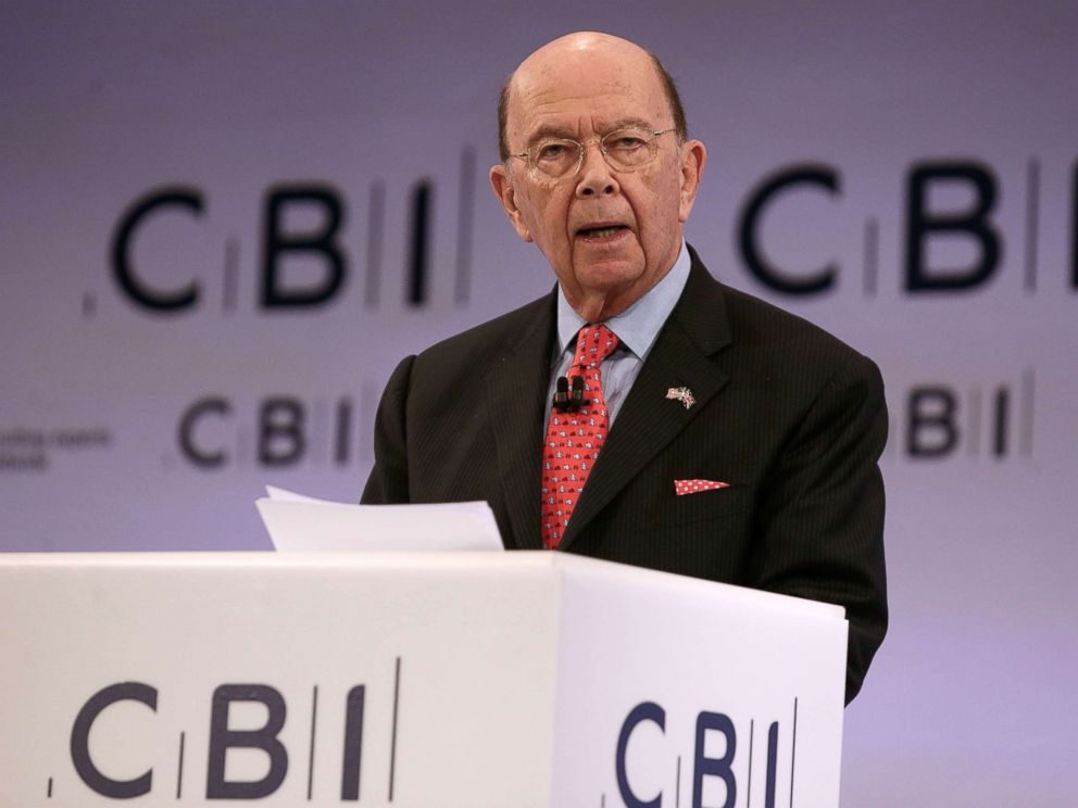 PHOTO: US Secretary of Commerce Wilbur Ross speaking in front of delegates at the annual British Industry Conference (CBI) in East London on 6/6. November 2017.