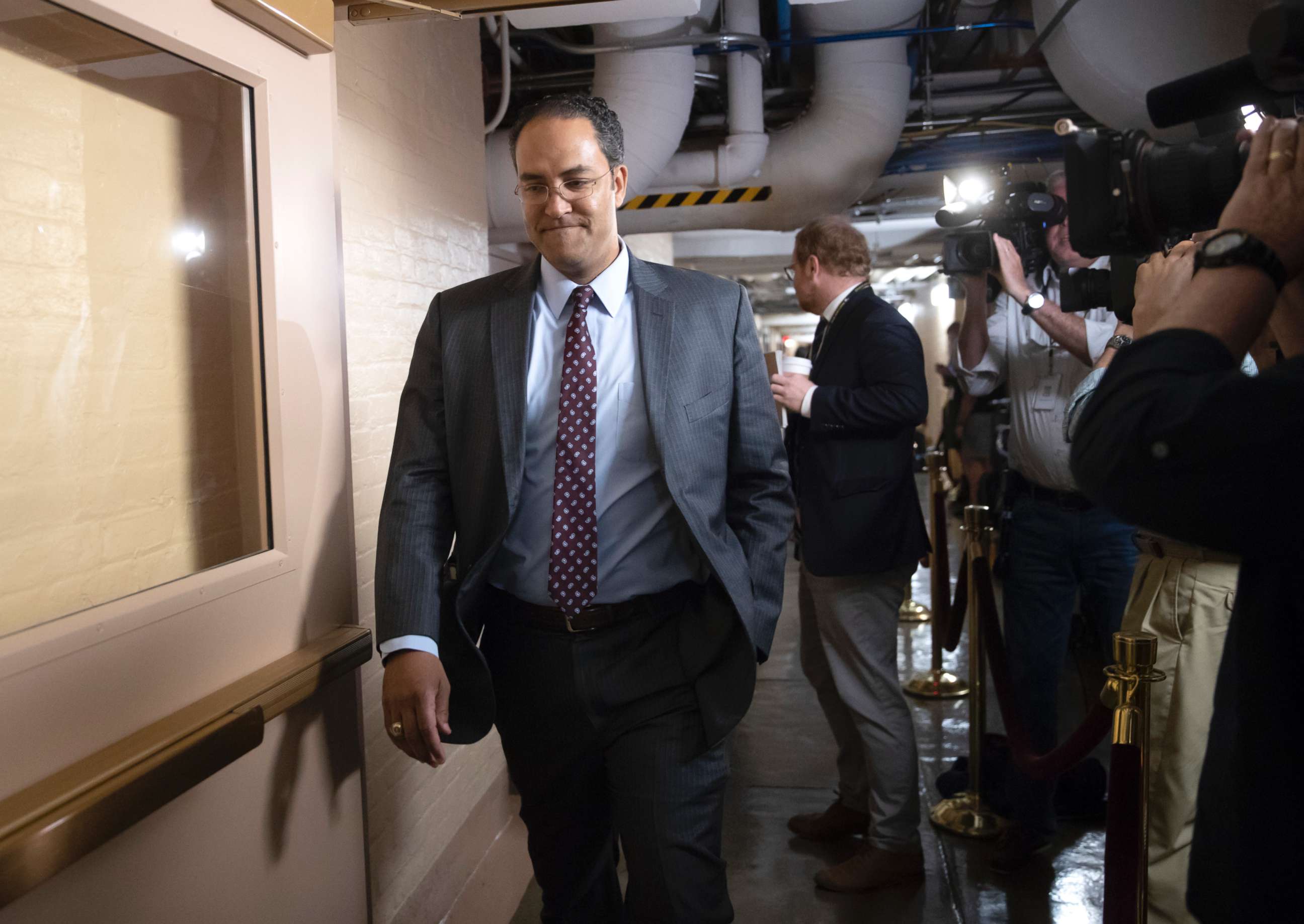 PHOTO: Rep. Will Hurd, whose congressional district runs along the majority of Texas's border with Mexico, arrives for a closed-door GOP meeting in the basement of the Capitol in Washington, June 7, 2018.
